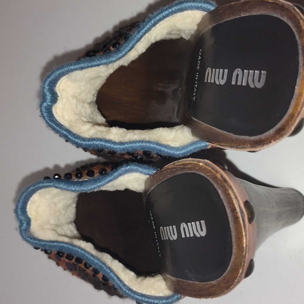 Miu Miu Studded Platform Clogs Block Heel With Sh… - image 7